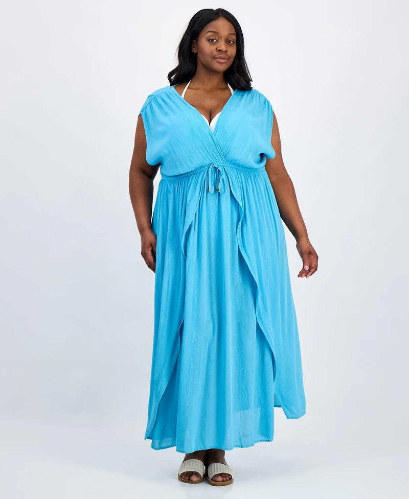 Raviya Plus Front Slit Cover-Up Maxi Dress