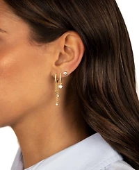 by Adina Eden Cubic Zirconia Gold Plated Gold Plated Bezel Dangling Huggie Earrings