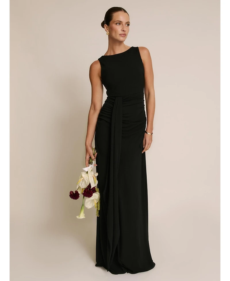 Six Stories Women's Drape Gathered Sleeveless Stretch Dress