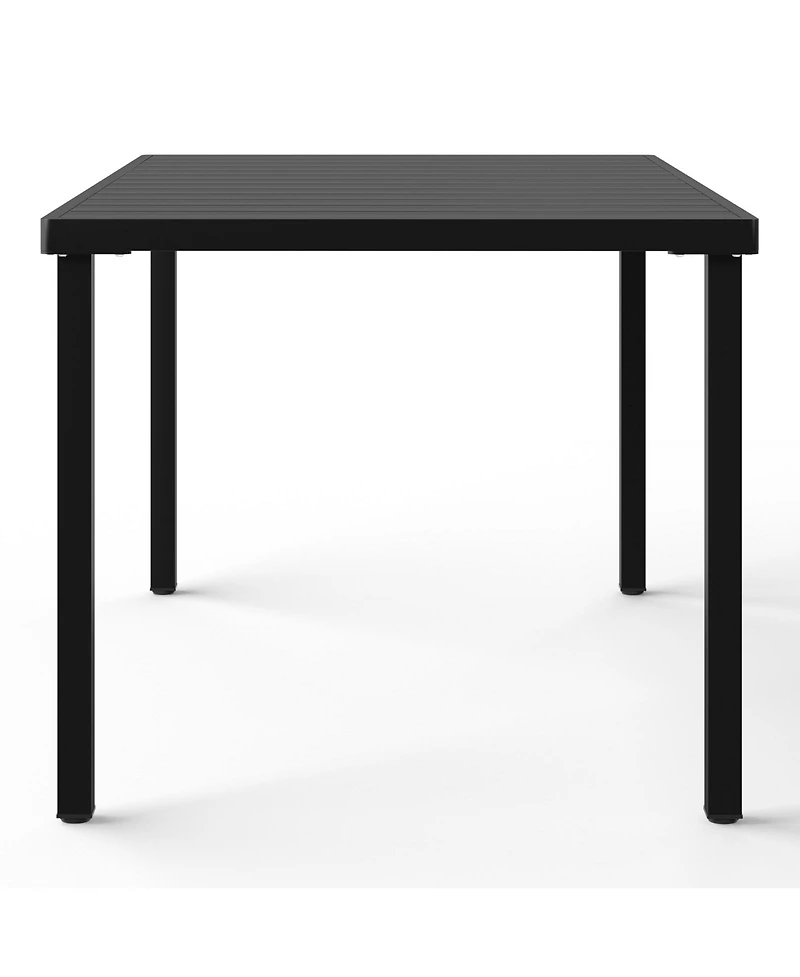 WestinTrends 7-Piece Metal Rectangular Patio Dining Table Set With Stackable Plastic Chairs For 6