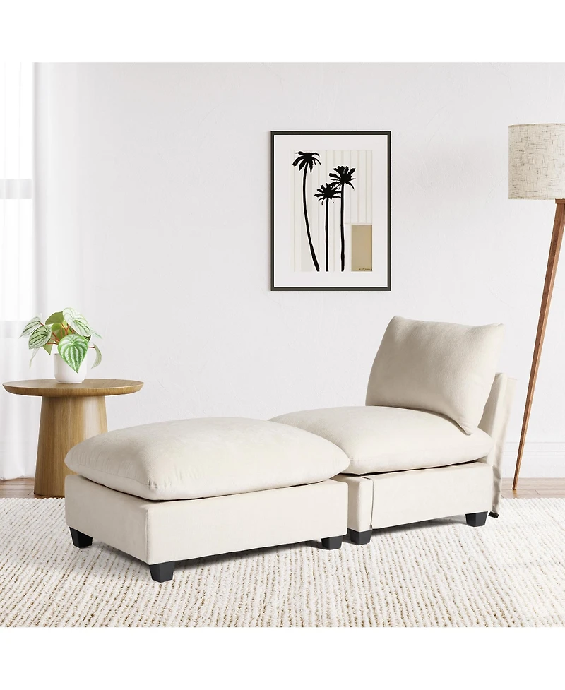 WestinTrends 68.5" Chenille Upholstered Indoor Chaise Lounge Chair