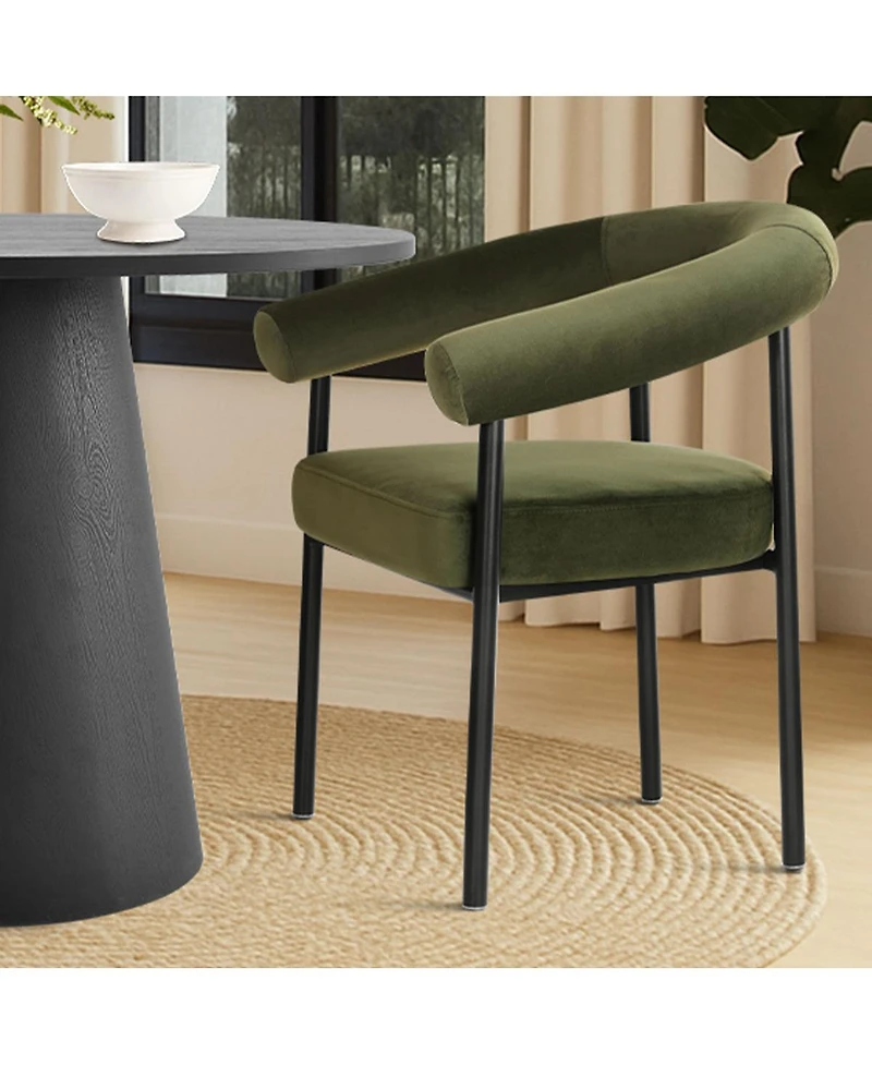 Maison Boucle 3-Piece Modern Dining Set, 35'' Round Pedestal Table with Velvet Upholstered Armchairs, Small Kitchen or Apartment Set