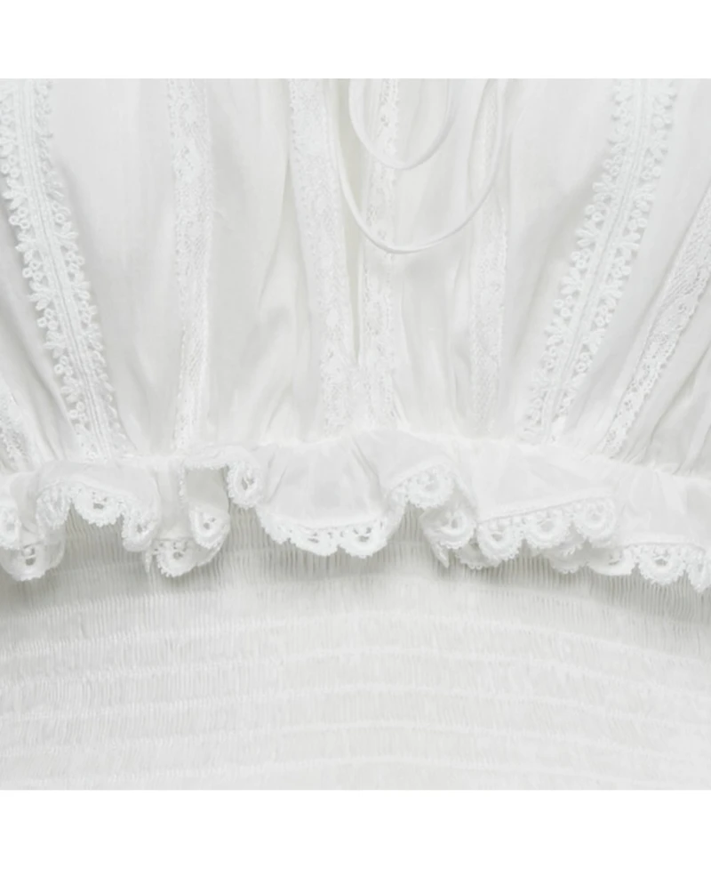 Pre-Owned Dolce & Gabbana Women's White Lace Trim Cotton Ruffled Short Dress