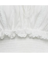 Pre-Owned Dolce & Gabbana Women's White Lace Trim Cotton Ruffled Short Dress