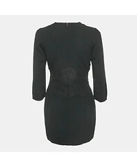 Pre-Owned Dolce & Gabbana Women's Black Crepe Lace Detail Mini Dress