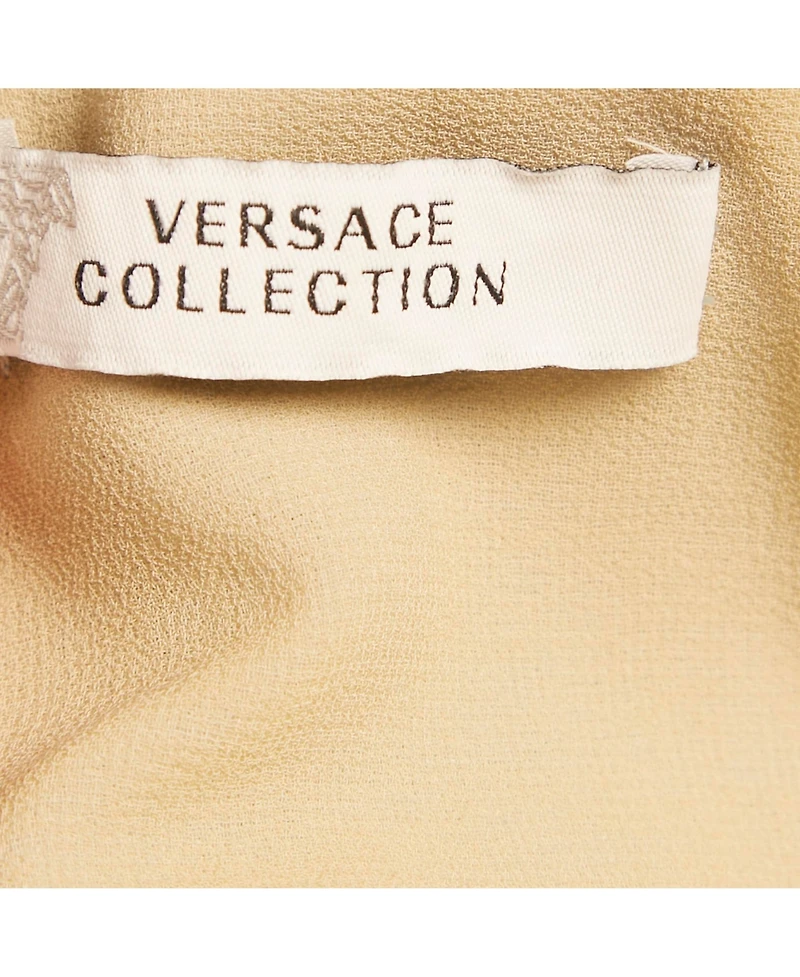 Pre-Owned Versace Women's Collection Blue Silk Drape Detail Maxi Dress