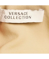 Pre-Owned Versace Women's Collection Blue Silk Drape Detail Maxi Dress