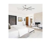 Sofucor 72-inch Standard Industrial Sand Nickel 8-Blade Led Ceiling Fan with Remote and Intelligent Control and Voice Function