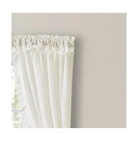 Ellis Curtain Home Classic Narrow Ruffle 2-Piece Natural Color Rod Pocket Curtain Panel, 80" X 36"