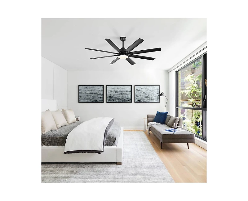 Sofucor 52-inch Modern Exquisite Black 8-Blade Ceiling Fans with Adjustable Led Lights and Intelligent Remote Control