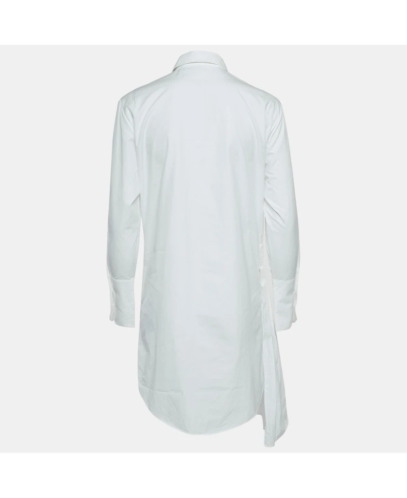 Pre-Owned Off-White Women's White Embroidered Cotton Pleated Mini Shirt Dress