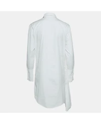 Pre-Owned Off-White Women's White Embroidered Cotton Pleated Mini Shirt Dress