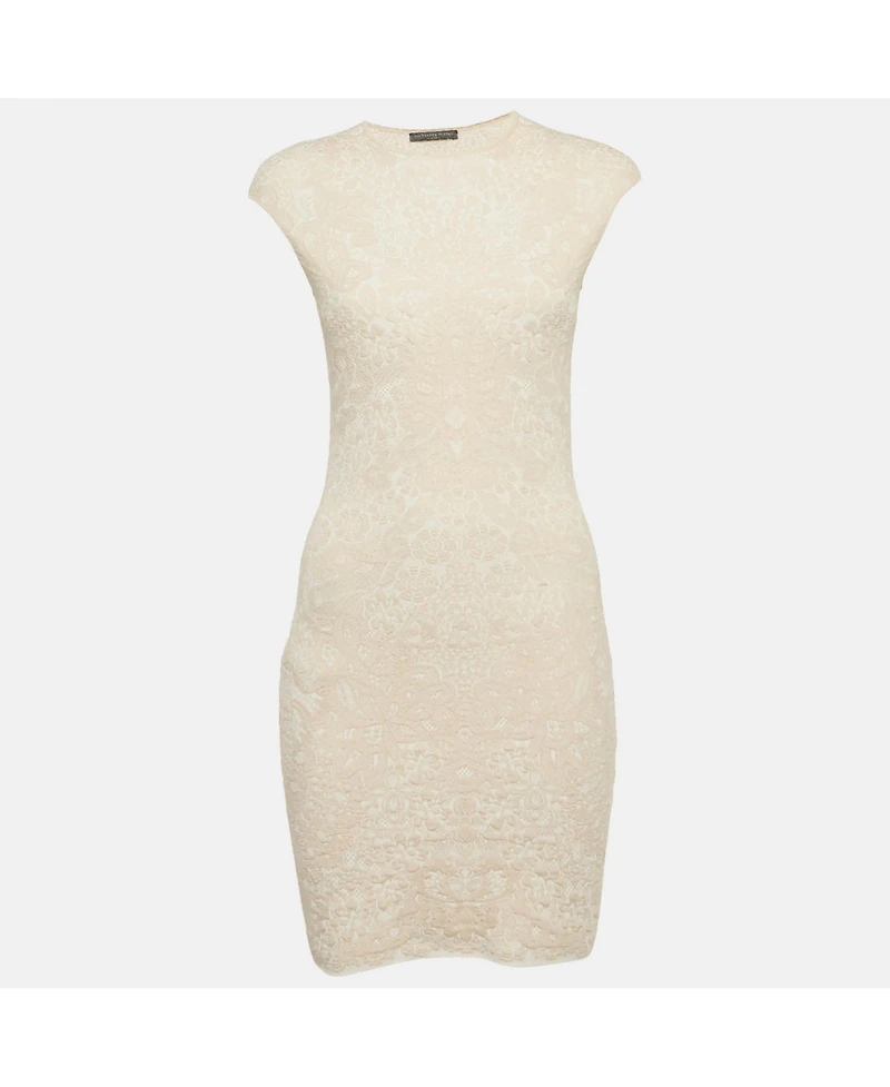 Pre-Owned Alexander Mcqueen Women's Pink Jacquard Knit Mini Bodycon Dress