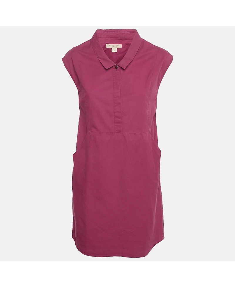 Pre-Owned Burberry Women's Brit Dark Pink Cotton Sleeveless Mini Dress