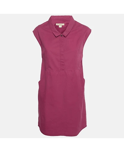 Pre-Owned Burberry Women's Brit Dark Pink Cotton Sleeveless Mini Dress
