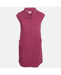 Pre-Owned Burberry Women's Brit Dark Pink Cotton Sleeveless Mini Dress