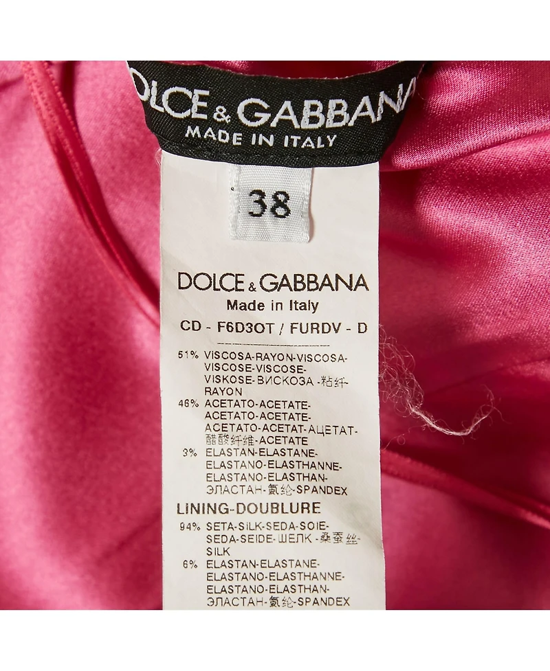 Pre-Owned Dolce & Gabbana Women's Pink Crepe Crossover Neck Mini Dress