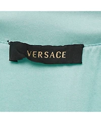 Pre-Owned Versace Women's Mint Green Satin V-Neck Short Dress