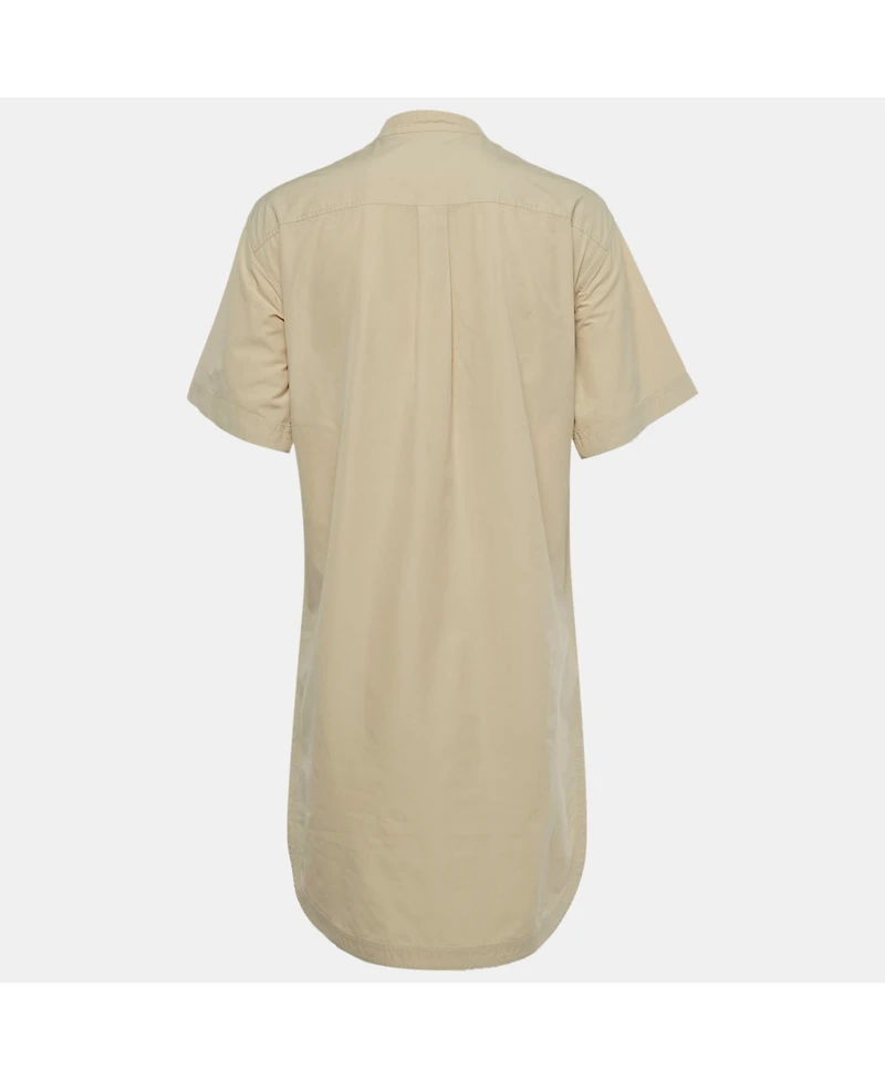 Pre-Owned Burberry Women's Beige Cotton Monogram Embroidered Cotton Abbie Mini Dress