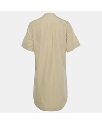 Pre-Owned Burberry Women's Beige Cotton Monogram Embroidered Cotton Abbie Mini Dress