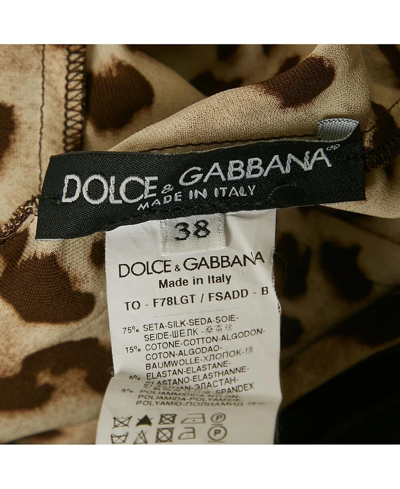 Pre-Owned Dolce & Gabbana Women's Brown Animal Print Lace Detail Top & Skirt Set