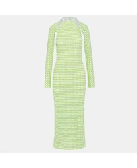 Pre-Owned Jacquemus Women's Green Checkered Print Jersey La Robe Nodi Midi Dress