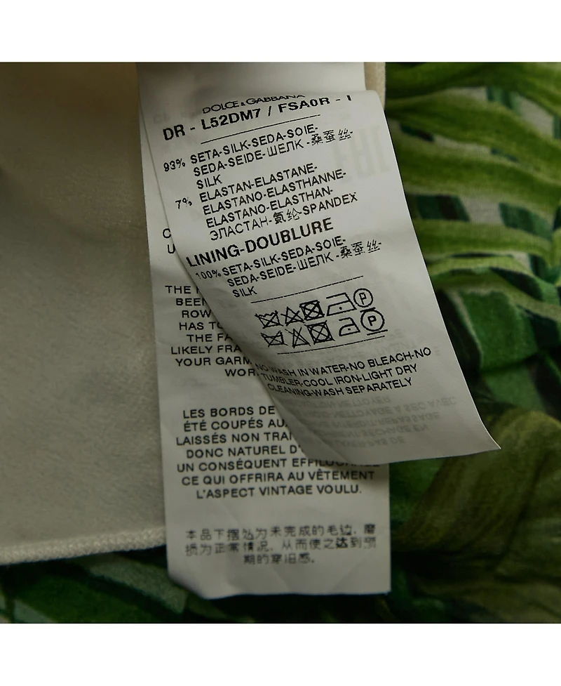 Pre-Owned Dolce & Gabbana Women's Green Tropical Print Silk Flounce Dress