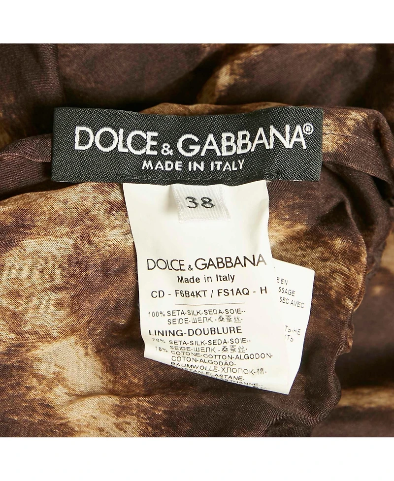 Pre-Owned Dolce & Gabbana Women's Brown Leopard Print Silk Mini Dress