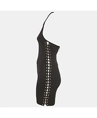 Pre-Owned Balmain Women's Black Knit Lace-Up Detail Halter Neck Mini Dress