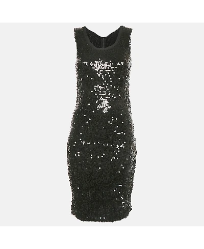 Pre-Owned Dolce & Gabbana Women's Black Sequin Mesh Sleeveless Short Dress