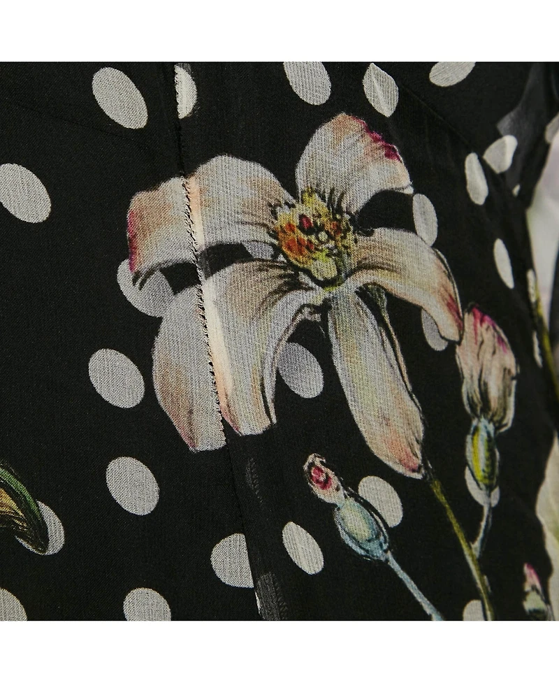 Pre-Owned Dolce & Gabbana Women's Black Printed Silk Ruffled Asymmetric Long Dress