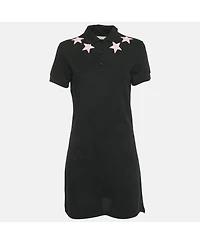 Pre-Owned Givenchy Women's Black Stars Applique Pique Polo Dress