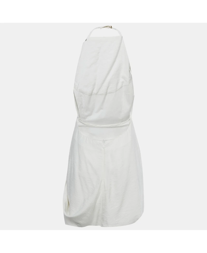 Pre-Owned Jacquemus Women's White Crepe Figuerolles Draped Halter Neck Mini Dress