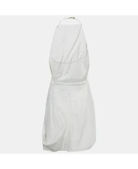 Pre-Owned Jacquemus Women's White Crepe Figuerolles Draped Halter Neck Mini Dress