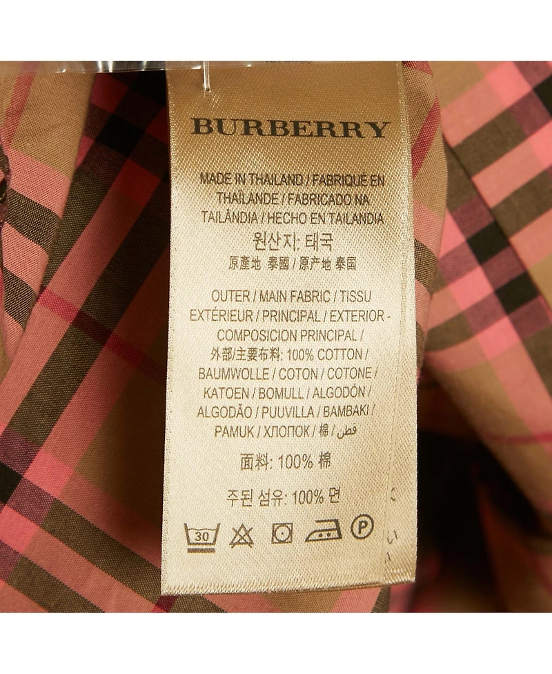 Pre-Owned Burberry Women's Beige /pink Checkered Print Cotton Short Shirt Dress