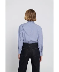 Elle Collection Women's Striped Bow Shirt Blouse Top