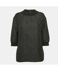 Pre-Owned Dolce & Gabbana Women's Black Jacquard Crew Neck Top