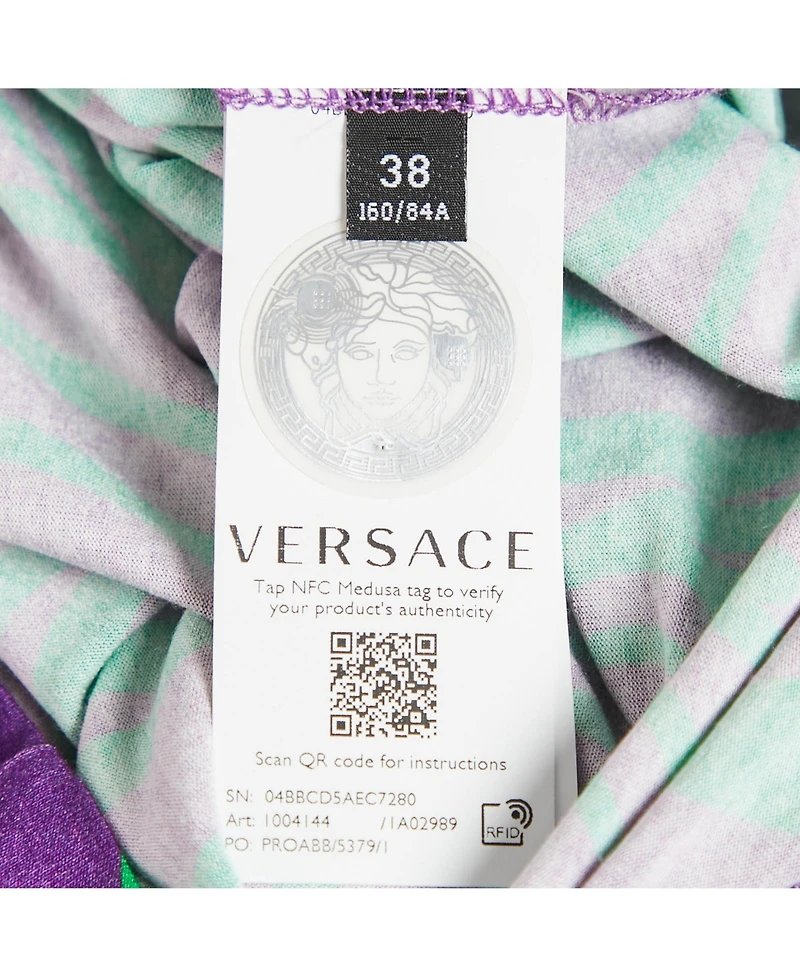 Pre-Owned Versace Women's Multicolor Printed Jersey Crew Neck T-Shirt