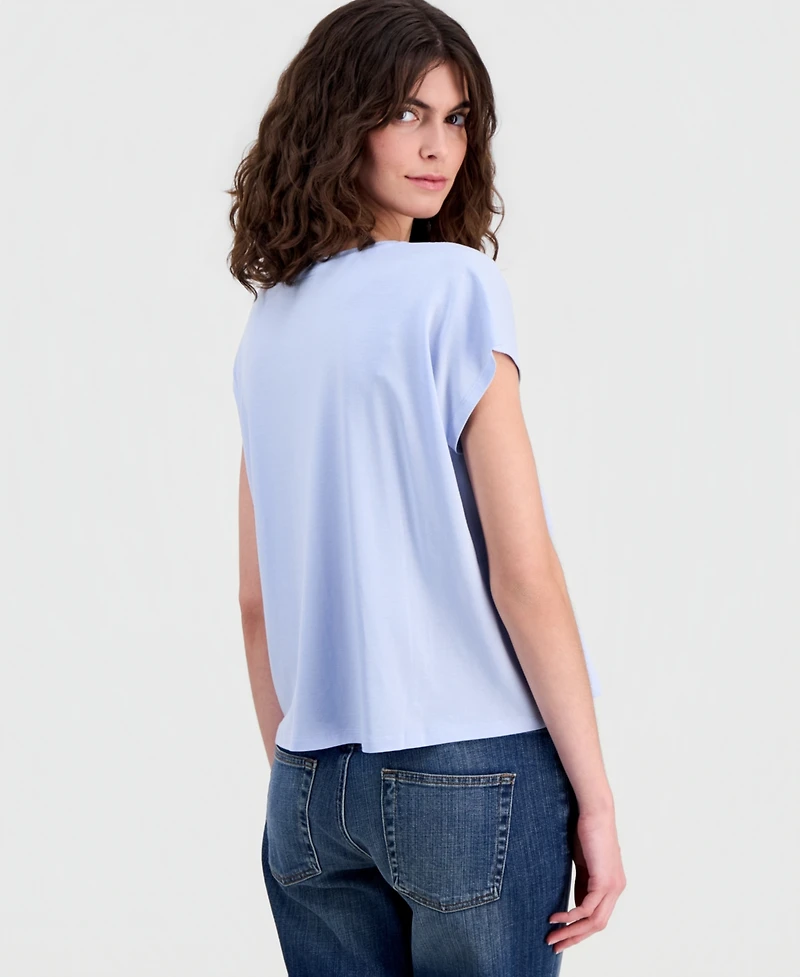 Eileen Fisher Women's Fine Jersey V-Neck Square Top