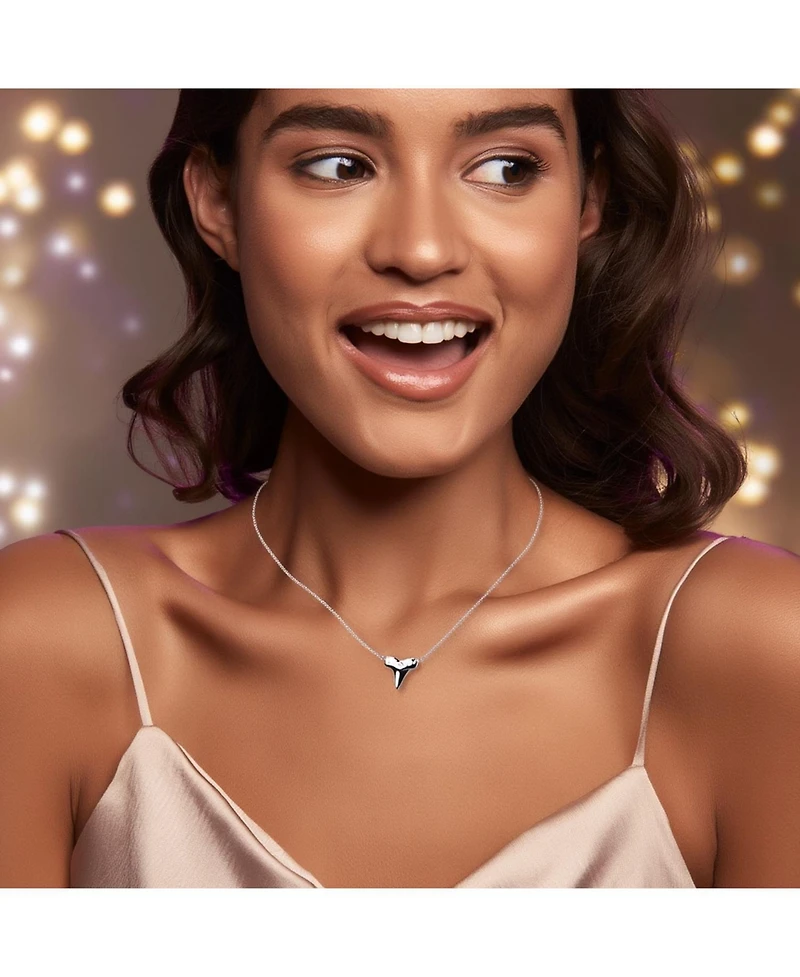 Bling Jewelry Nautical Fisherman Shark Tooth Pendant Necklace in Sterling Silver