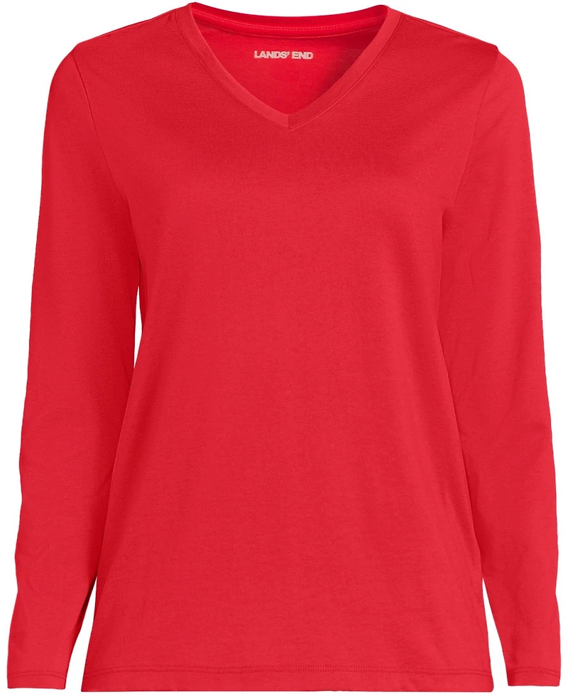 Lands' End Women's Supima Cotton Long Sleeve V-Neck T-Shirt