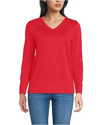 Lands' End Women's Tall Supima Cotton Long Sleeve V-Neck T-Shirt