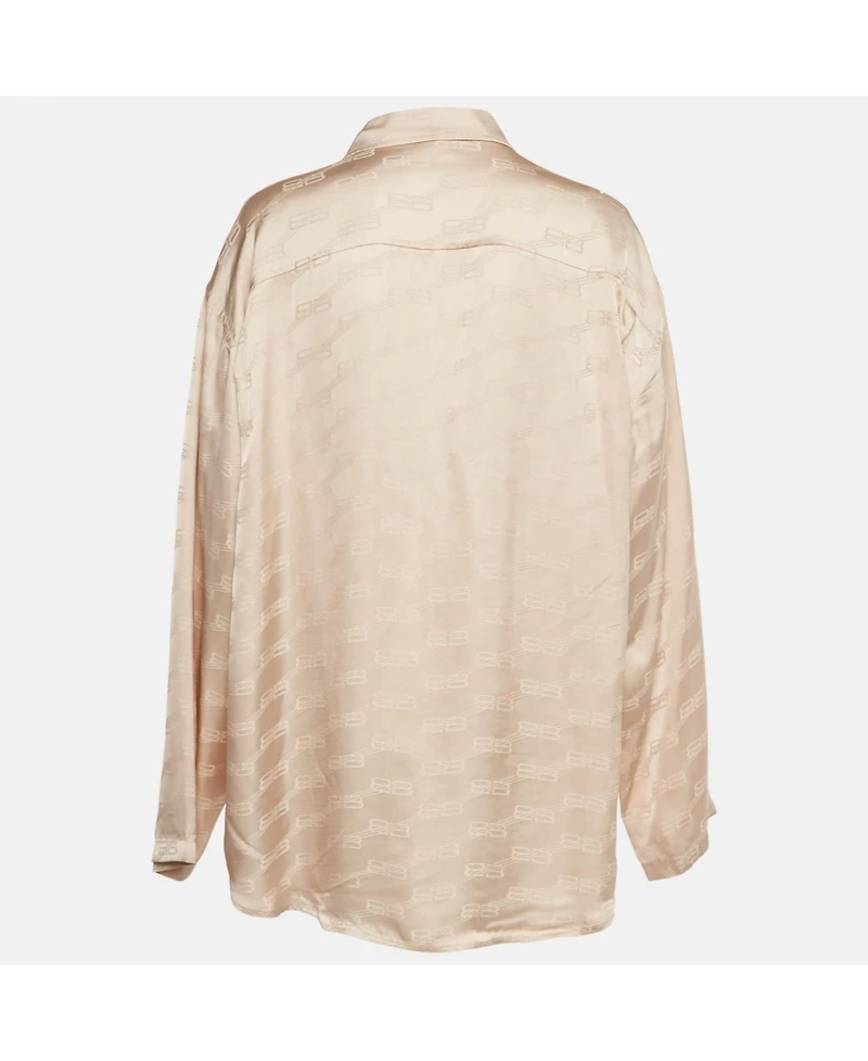 Pre-Owned Balenciaga Women's Logo Jacquard Satin Shirt