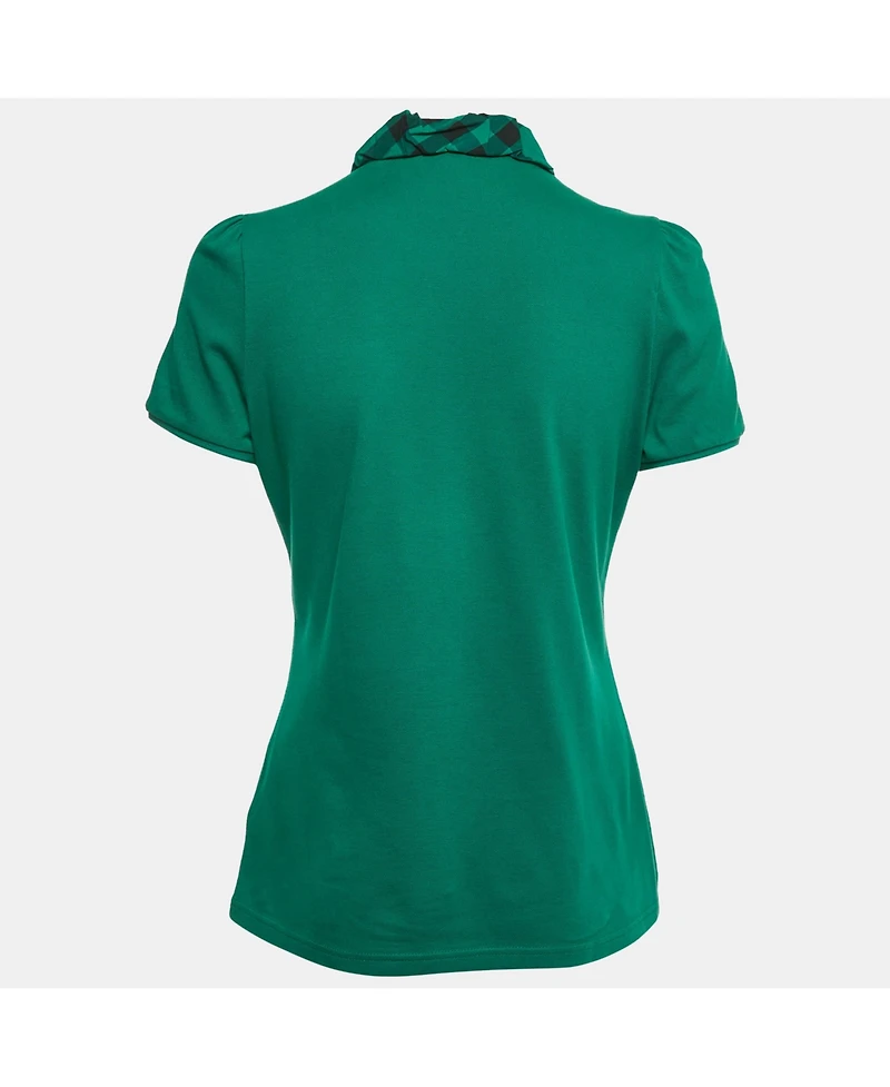 Pre-Owned Burberry Women's Checks Collar Cotton Pique T-Shirt