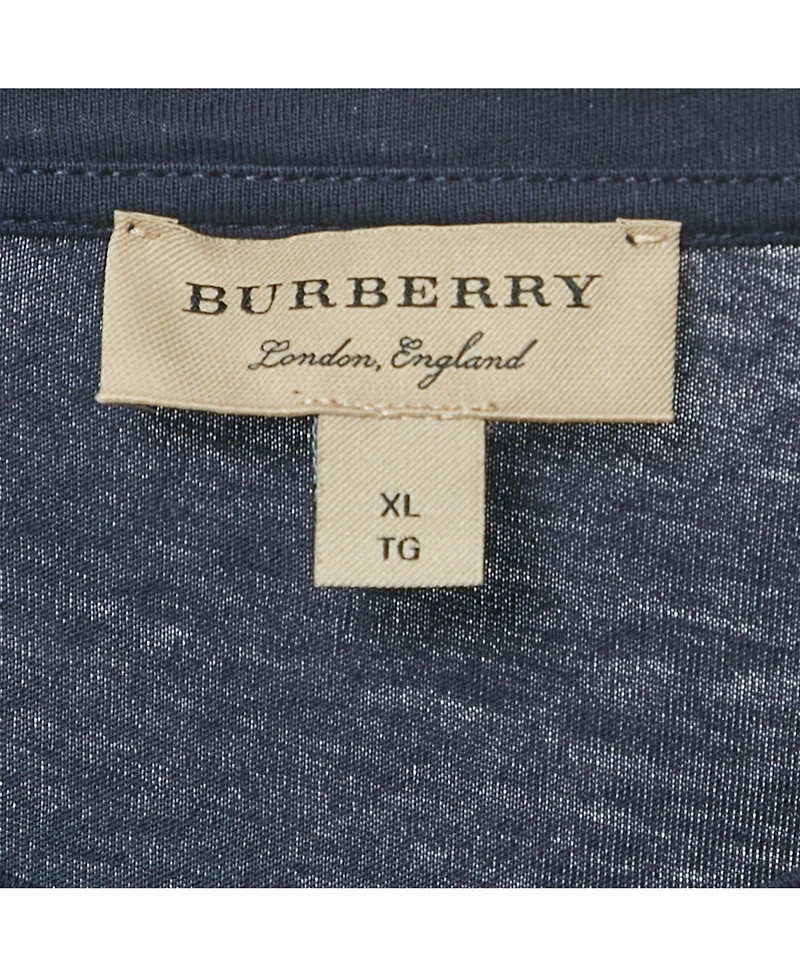 Pre-Owned Burberry Women's Navy Blue/red Logo Flocked Jersey T-Shirt