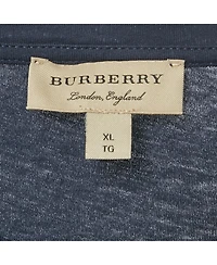 Pre-Owned Burberry Women's Navy Blue/red Logo Flocked Jersey T-Shirt