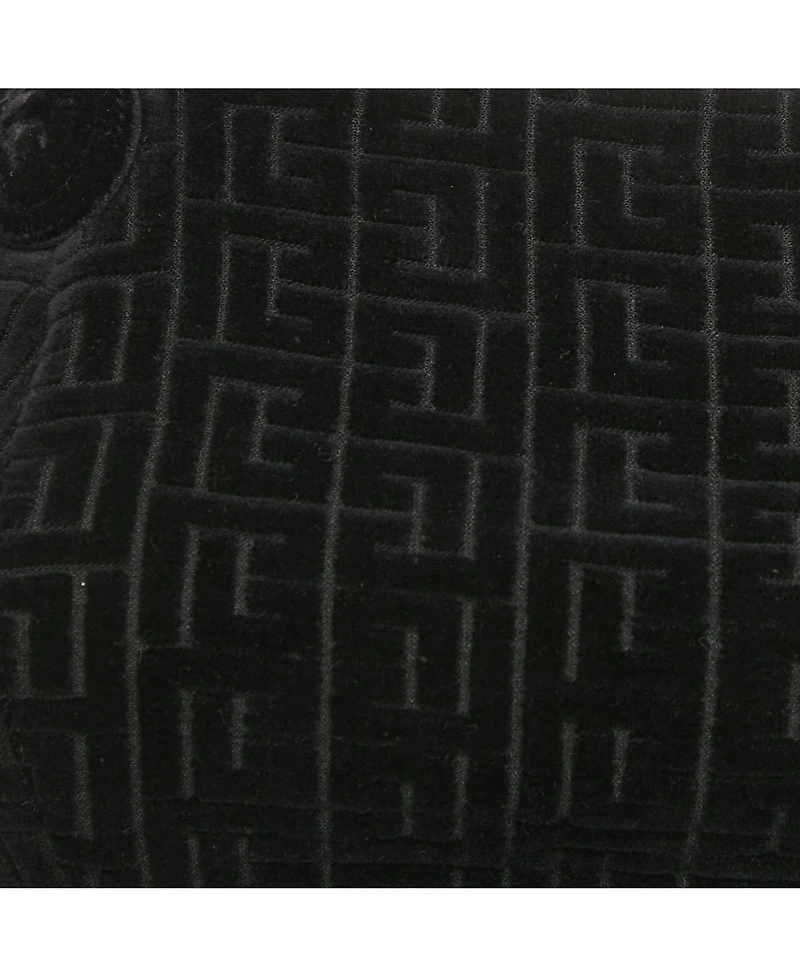 Pre-Owned Balmain Women's Black Patterned Velvet Crop Top