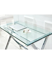 Lovmor Glass Computer Desk, Transparent Tempered Glass Laptop Table with Rounded Edges Desks, Sofa Table