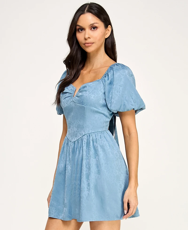 City Studios Juniors' V-Neck Puff-Sleeve Dress