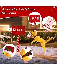 Costway 3.5 Ft Lighted Dachshund Climbing Mailbox Pre-Lit Christmas Holiday Decoration